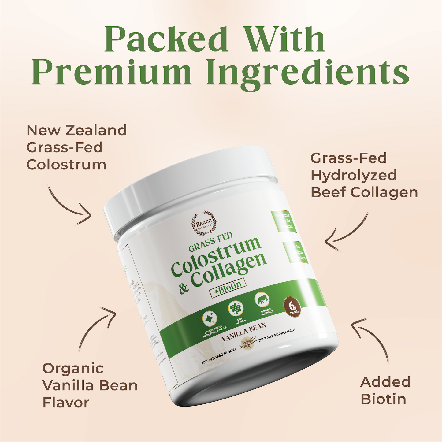 Regen Vitality Grass-Fed Colostrum & Collagen Powder