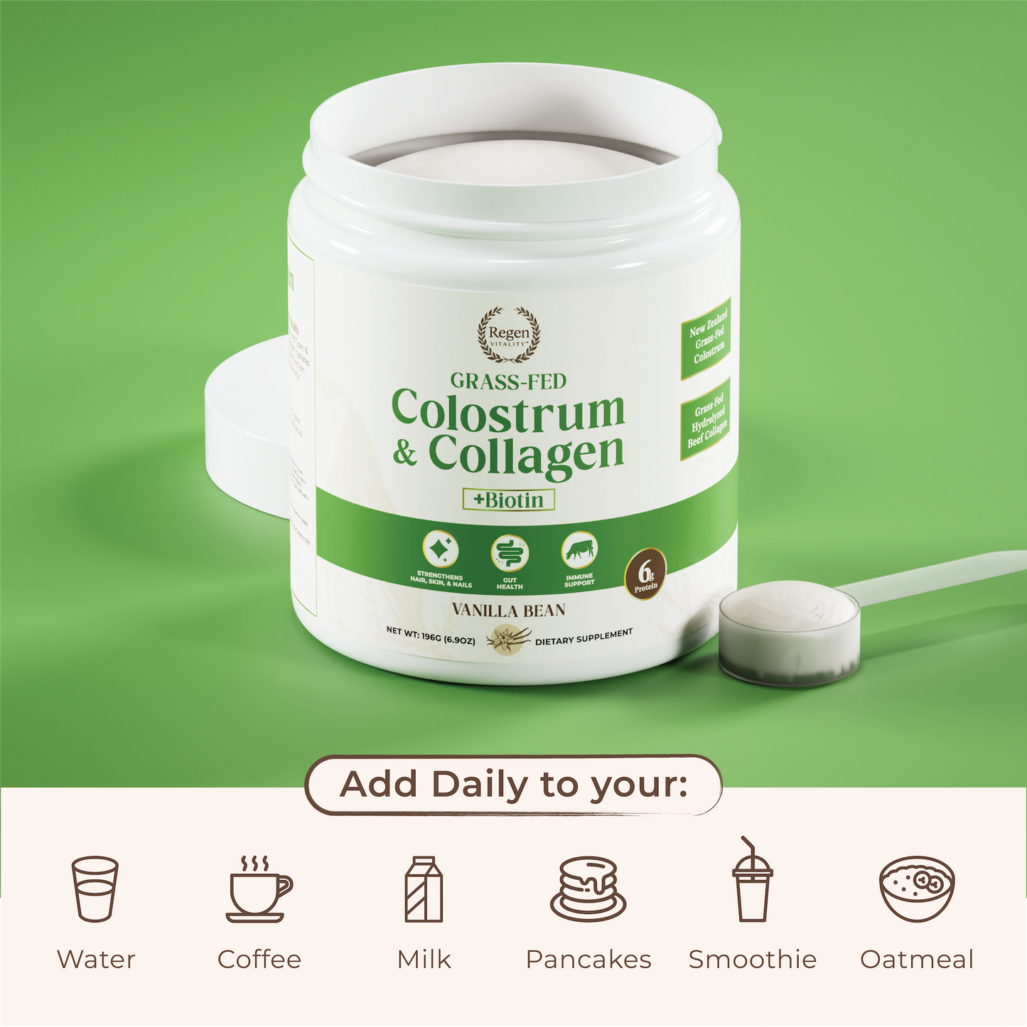 Regen Vitality Grass-Fed Colostrum & Collagen Powder