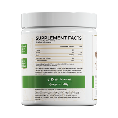 Regen Vitality Grass-Fed Colostrum & Collagen Powder